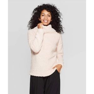 A New Day Cozy Cream Cowl Neck Sweater Size M NWT